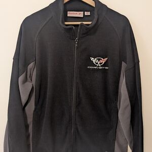 Corvette Reebok Black And Gray Fleece Full Zip Jacket Men's Size Medium